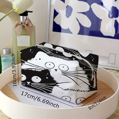 Cartoon Cats Pattern Storage Pouch Zipper Makeup Bag