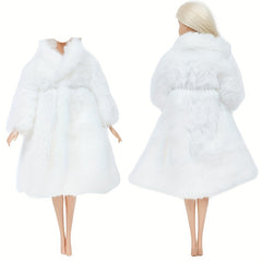 Multicolor Long Sleeve Jacket Fur Coat Winter Set for Dolls