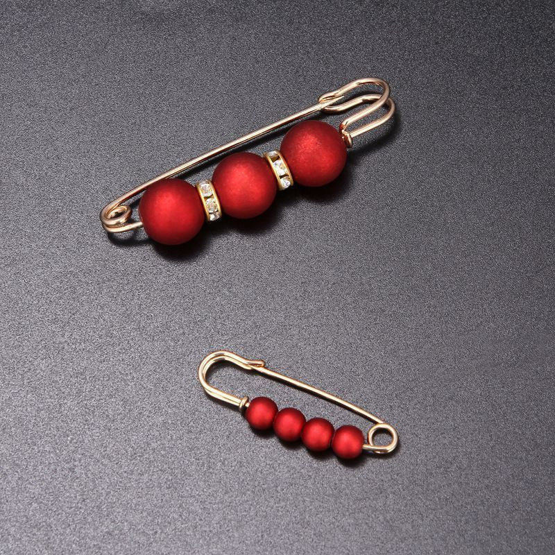 2pcs Faux Pearl Brooch Pins Rhinestones Collar Pin DIY Accessories