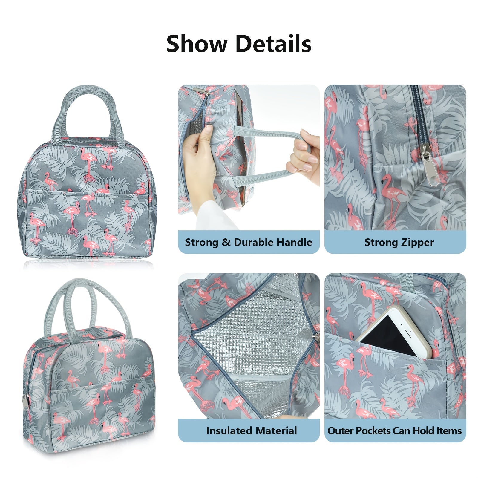 Women Thermal Block Lunch Bag Waterproof Leakproof Cold Storage Lunch Bag