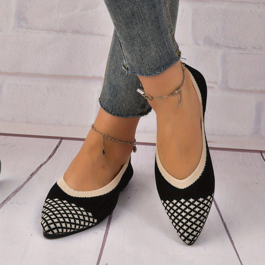Plaid Canvas Ballet Shoes Pointed Toe Slip on Comfortable Spring Shoes