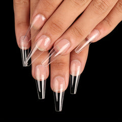 100pcs Clear Acrylic Coffin Nails Full Cover Tips DIY Nail Art Salon Use