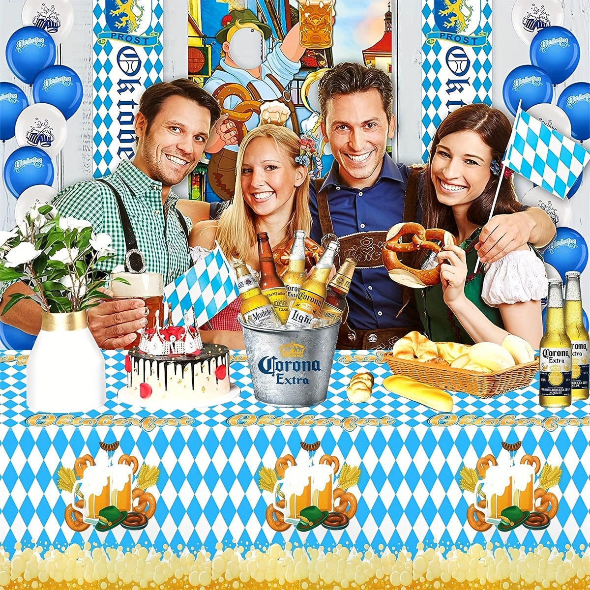 Beer Theme Table Cover Waterproof Table Cloth for Party Picnic Dinner