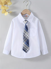 Boys Long Sleeve Shirt & Tie High School Summer Suit