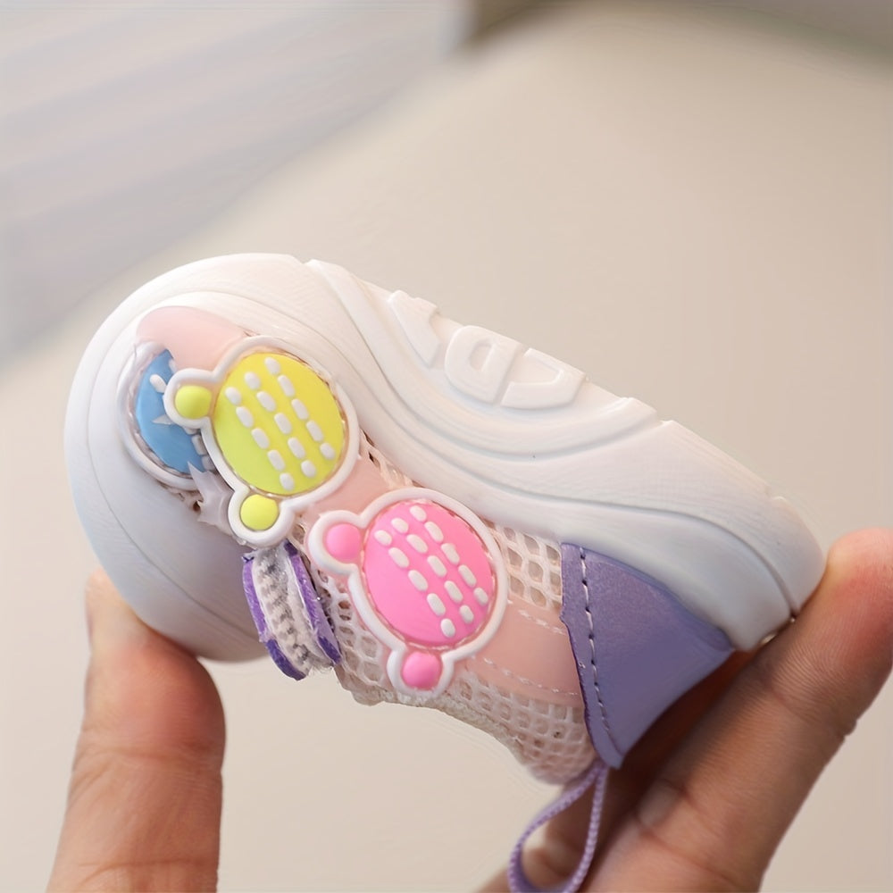 Baby Girls Bear Slip On Mesh Sneakers, Breathable, No Tie, Outdoor Shoes
