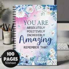 1pc Inspirational Teacher Notebook Watercolor Floral Motivational Journal