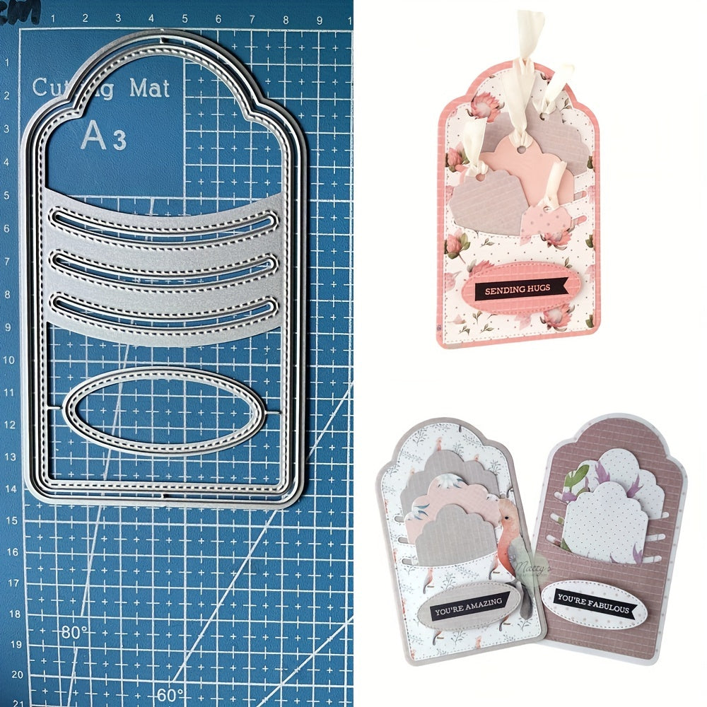 1pc Stitched Slot Tag Set Metal Cutting Dies for Card Making DIY Scrapbooking