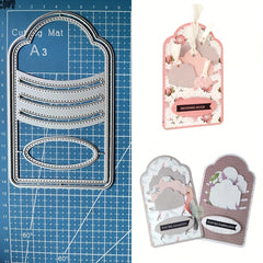 1pc Stitched Slot Tag Set Metal Cutting Dies for Card Making DIY Scrapbooking