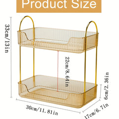 Stylish Bathroom Counter Organizer with Cosmetic Holder and Storage Shelf