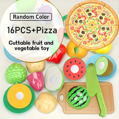 Kids Toy Kitchen Set with Pizza, 16pcs - ABS Material