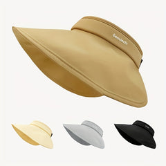 Wide Brim Foldable Visor Hat Solid UV Protection Sun Hat