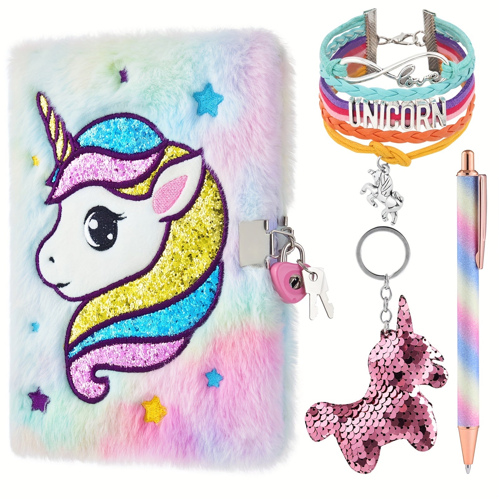 Mermaid Sequin Notebook Set with Lock & Pen