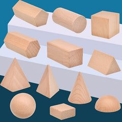 3D Wooden Geometric Shapes Math Education & Play Home Learning Toy
