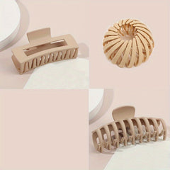 3pcs Solid Hair Clip Magic Nest Clip Bun Hollow Hair Claw For Women Girls