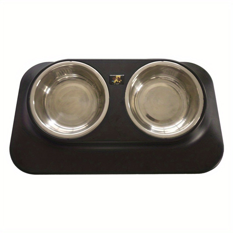 Stainless Steel Elevated Dog Bowl with Non-Slip Mat