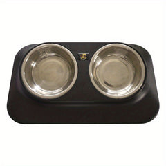 Stainless Steel Elevated Dog Bowl with Non-Slip Mat