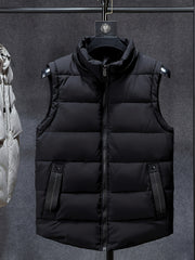 Men Sleeveless Down Thermal Hooded Vests Jackets Winter Waistcoat