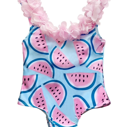 Watermelon Graphic Bow One Piece Swimsuit for Toddler Girls