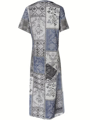  Boho Graphic Print Maxi Dress
