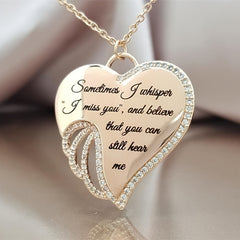 Heart Wing Pendant Necklace Zircon Inlay Elegant Neck Jewelry 1 Pc
