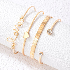 4 Pcs Geometric Alloy Bracelet Set for Women & Girls Stackable & Detachable