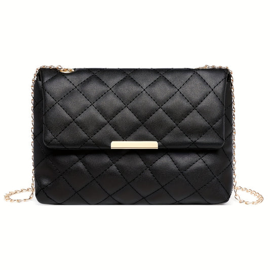 Argyle Quilted Shoulder Bag Chain Crossbody Bag Small Flap Square Purse