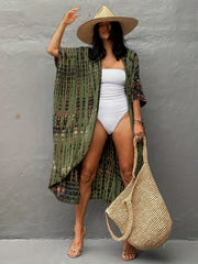 Summer Tie Kimono 3/4 Sleeves All Over Print