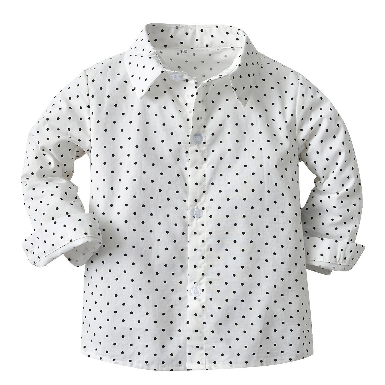 Toddler Baby Boys Polka Dot Lapel Button Up Long Sleeve Shirts