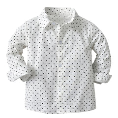 Toddler Baby Boys Polka Dot Lapel Button Up Long Sleeve Shirts