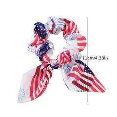Independence Scrunchies Bow Hair Tie American Flag Ponytail Holder