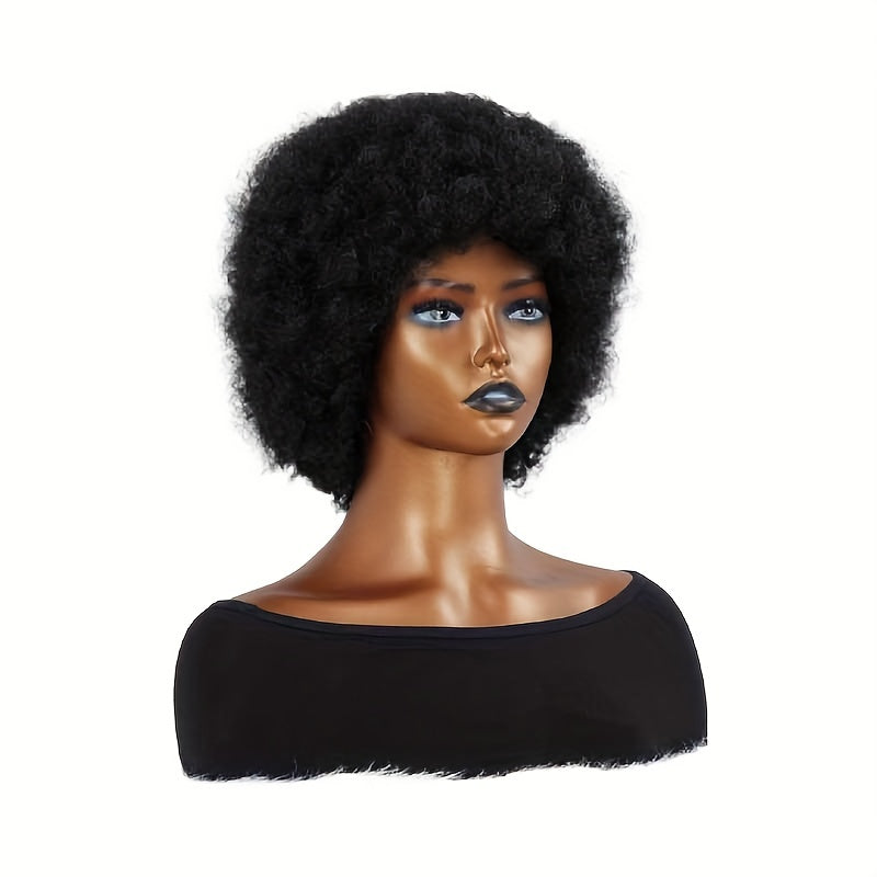 Short Afro Curly Synthetic Hair Wigs Fluffy Hair Replacement Wigs