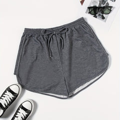  Solid Drawstring Elastic Shorts - Women's Plus