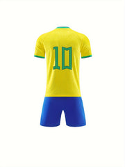 2pcs Boys Breathable Sports Football Training Outfit Quick Drying Summer Set