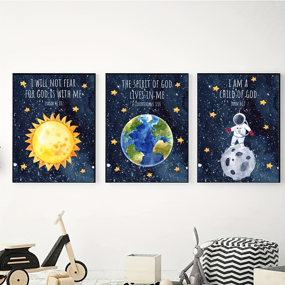 Outer Space Art Canvas Print for Kids Room Wall Decor