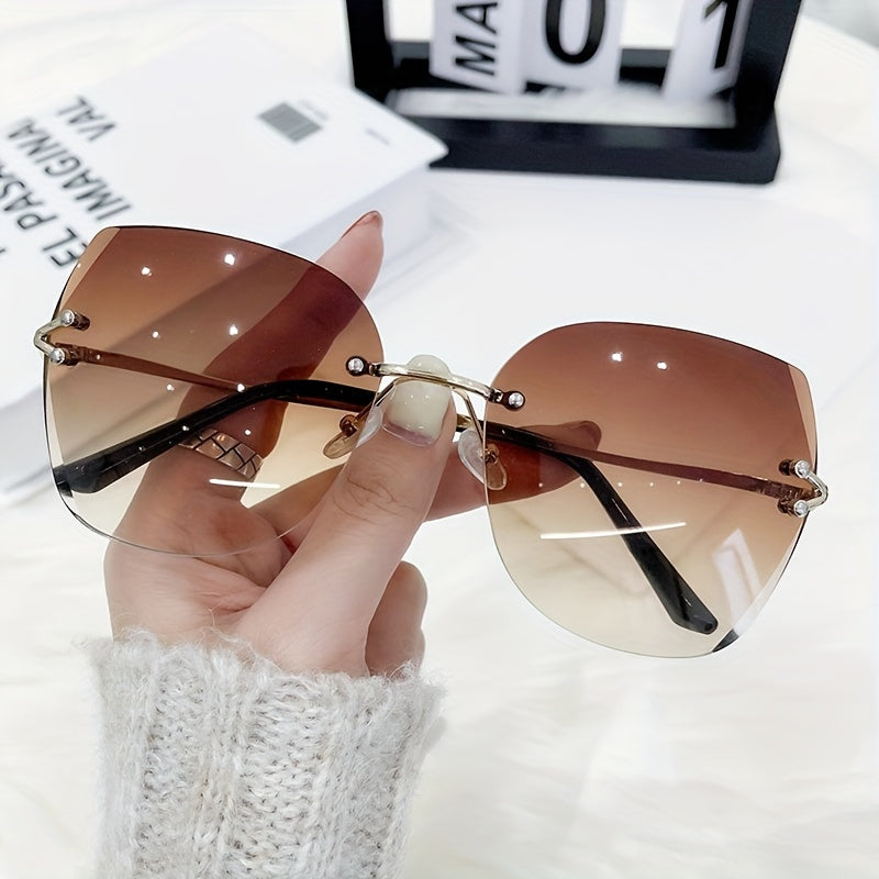 Ombre Rimless Sunglasses UV400 Sun Shades for Women