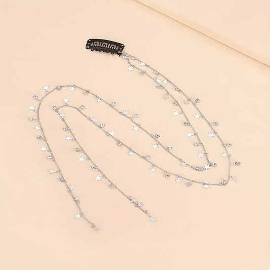 Braided Hair Chain Headdress Ponytail Star Charm Hair Accessories