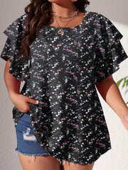  Polka Dot Layered Sleeve Blouse