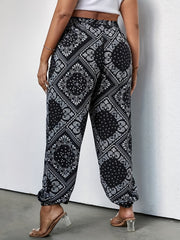  Boho Pants Women's Plus Scarf Print Tapered Leg Trou