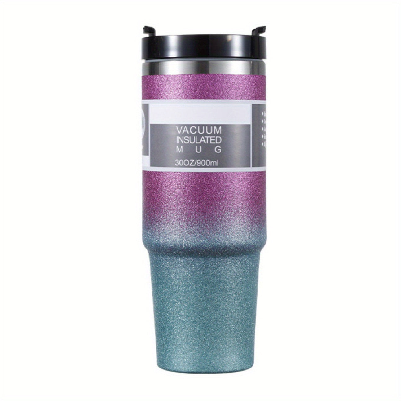 30oz Gradient Stainless Steel Thermal Cup Double Straw Personality Car Handy Cup