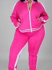  Zipper Long Sleeve Jacket & Pants Sports Set