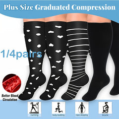 4 Pairs Plus Size Knee High Copper Compression Socks for Women & Men
