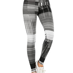 Sexy Grid Pattern Print Leggings High Waist Slim Leggings