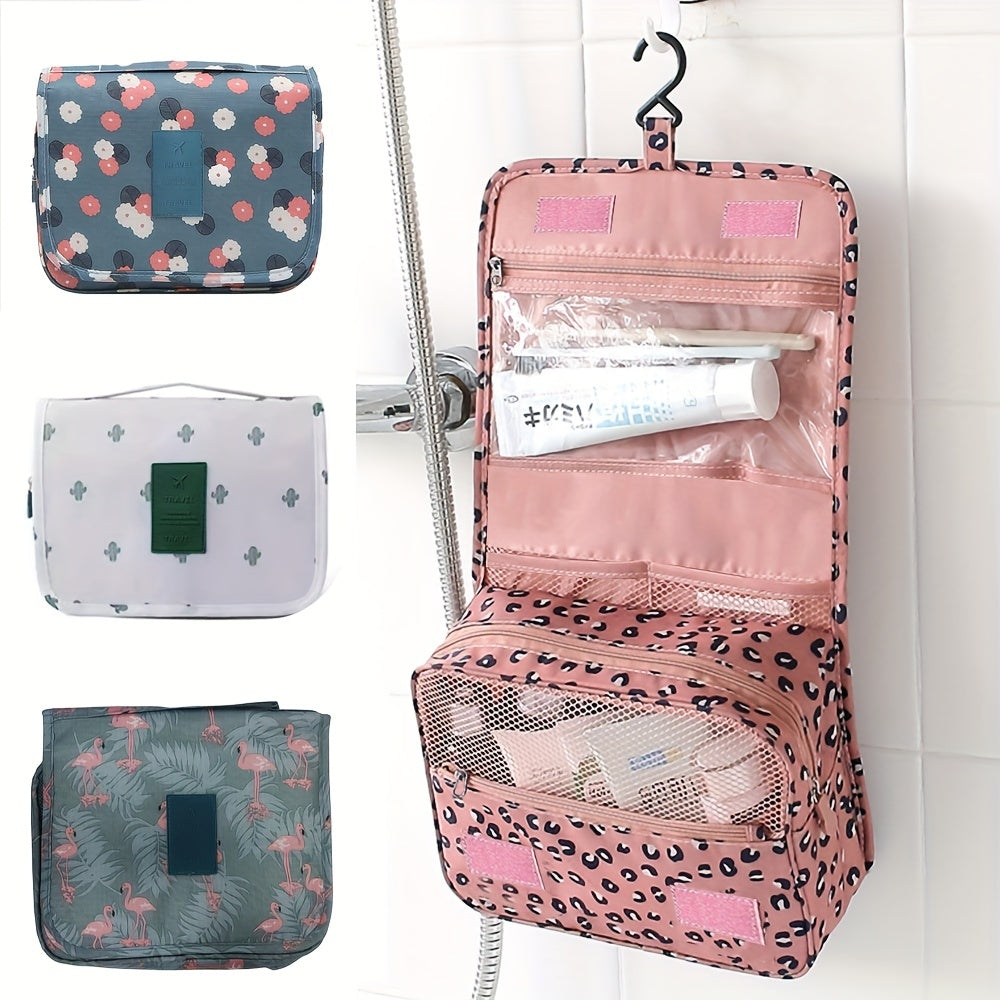 Portable Hanging Hook Cosmetic Bag Nylon Zipper Makeup Pouch
