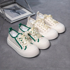 Women's Breathable Mesh Platform Sneakers Casual Lace Up Canvas Shoes