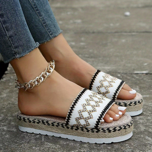 Women's Printed Platform Sandals Thick Bottom Summer Slippers
