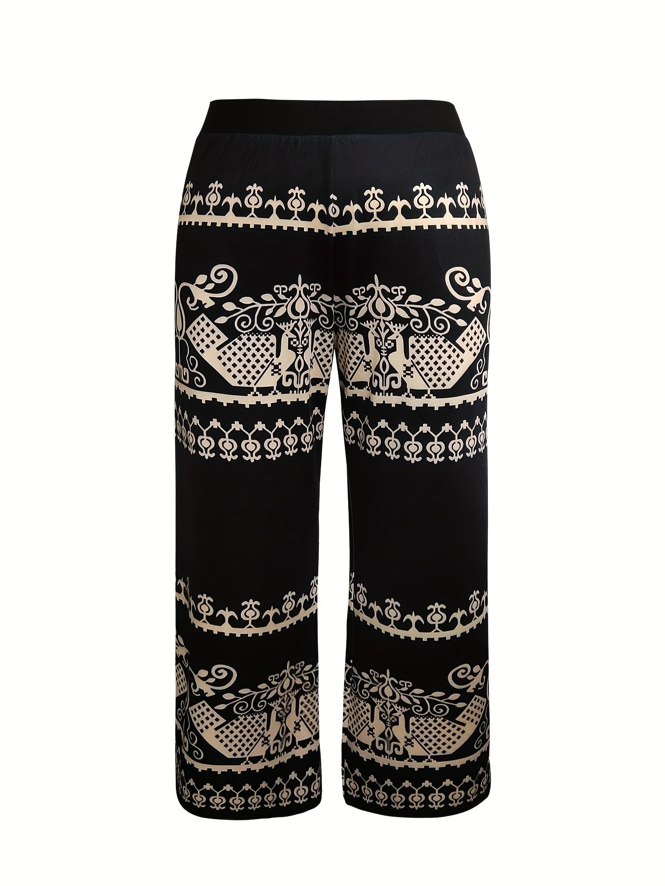  Geometric Print Wide Leg Loose Pants