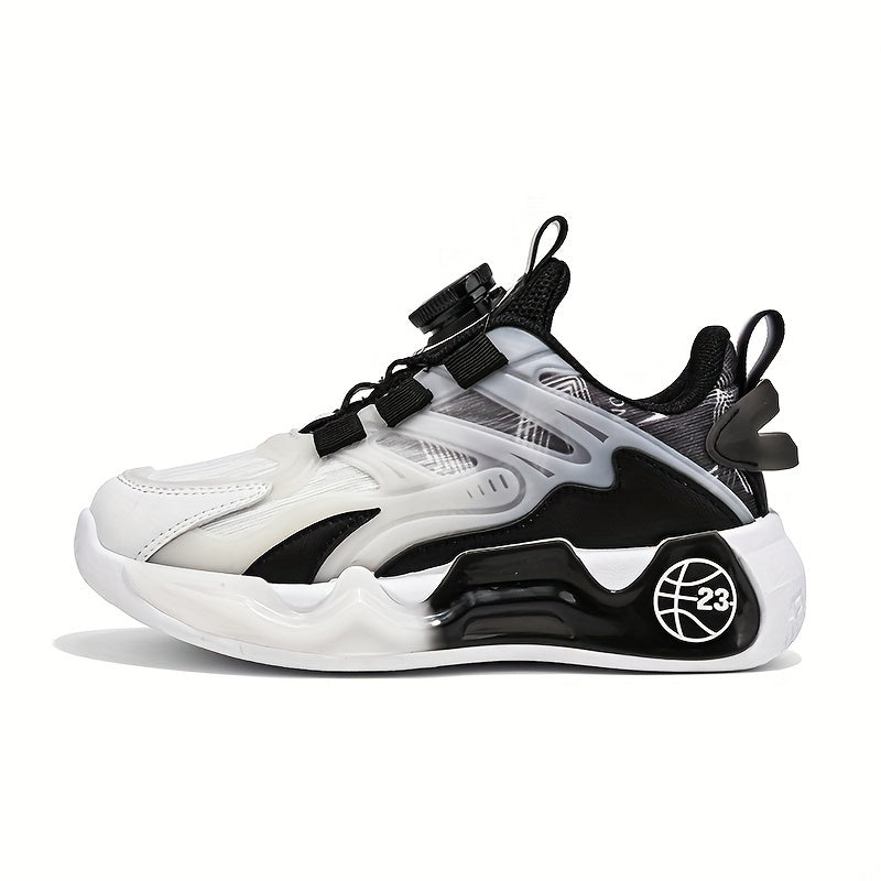 Boys Rotating Button Low Top Sneakers Breathable Non Slip Shoes