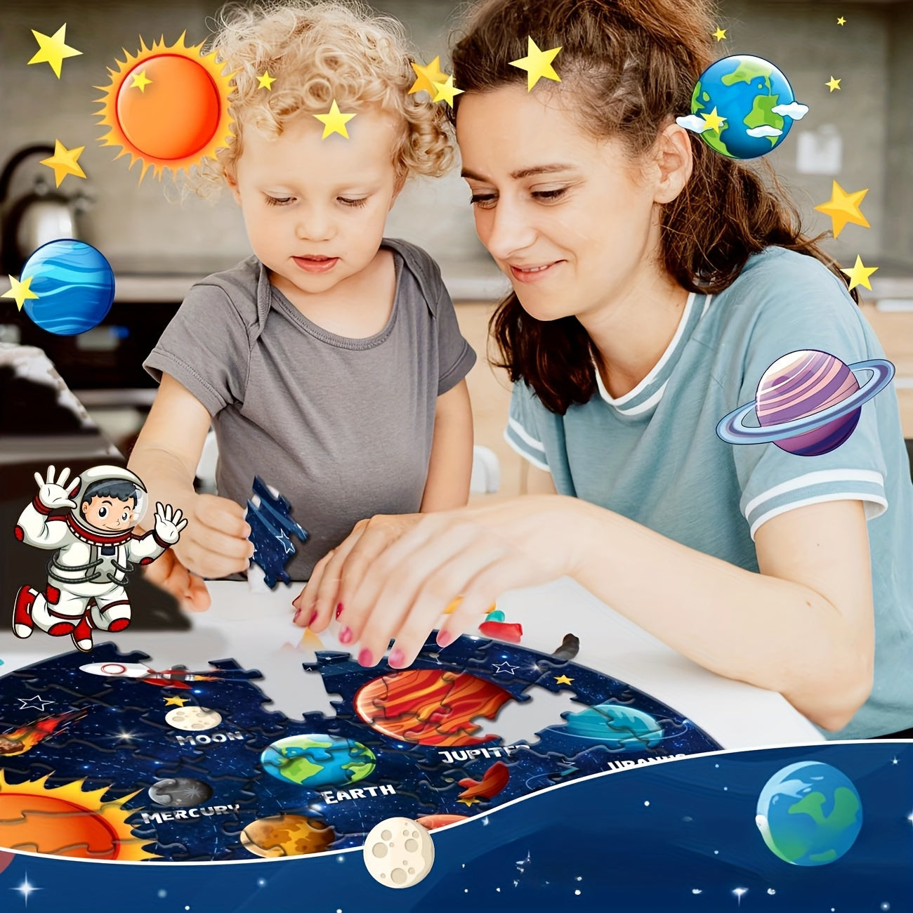 Educational Glow in Dark Solar System Puzzle for Kids Ages 5-8