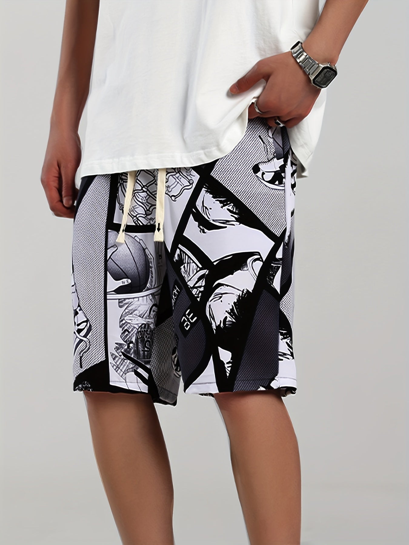 Men's Comics Beach Shorts Active Slightly Stretch Drawstring Shorts
