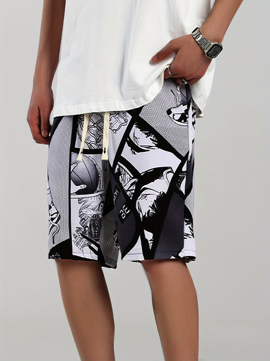 Men's Comics Beach Shorts Active Slightly Stretch Drawstring Shorts